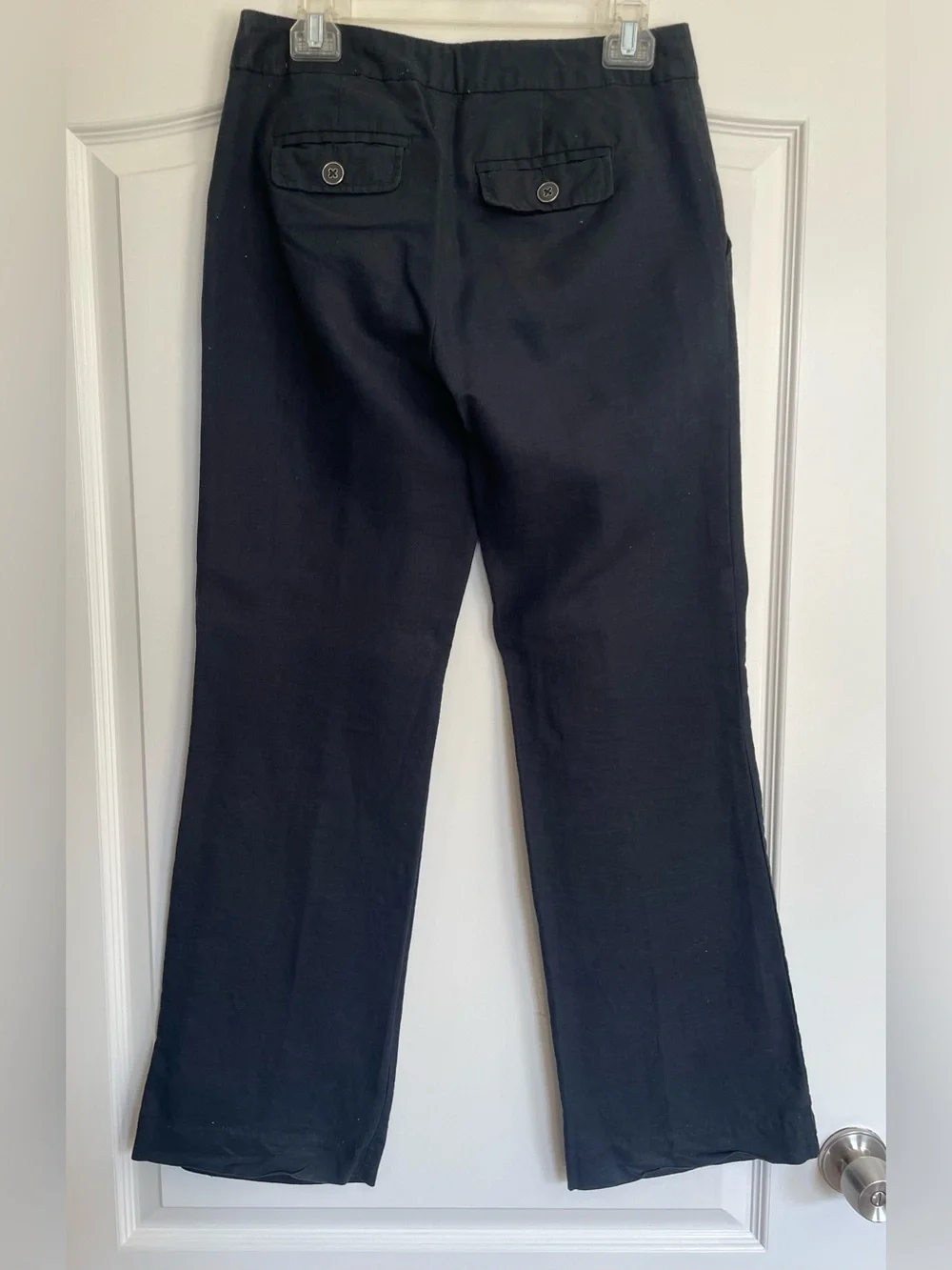 Banana Republic Navy Linen Straight-Leg Pants